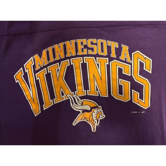 Vintage 90's Minnesota Vikings Football Jersey Style Tee T-Shirt XL RARE LOGO 7 - Picture 3 of 6